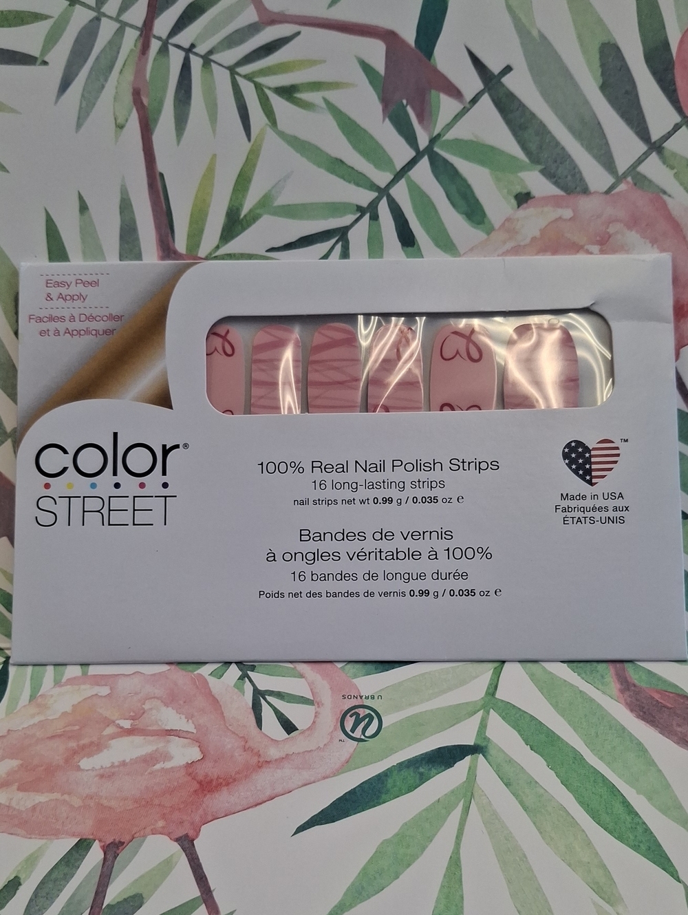 Color Street Pink Nail Polish Strips with Heart Accents - Choose Hope